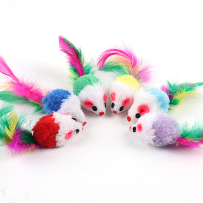 Feathered mouse toy