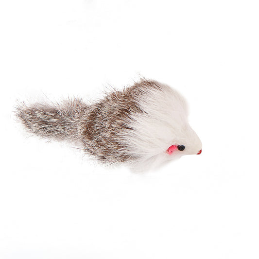 Rabbit fur mouse toy